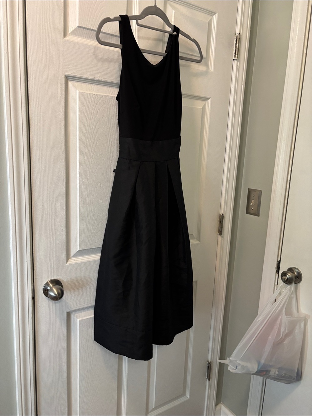 Evan Picone Black One-Shoulder A-Line Midi Dress
